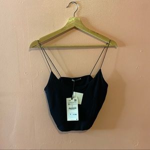 Zara spaghetti strap crop shirt